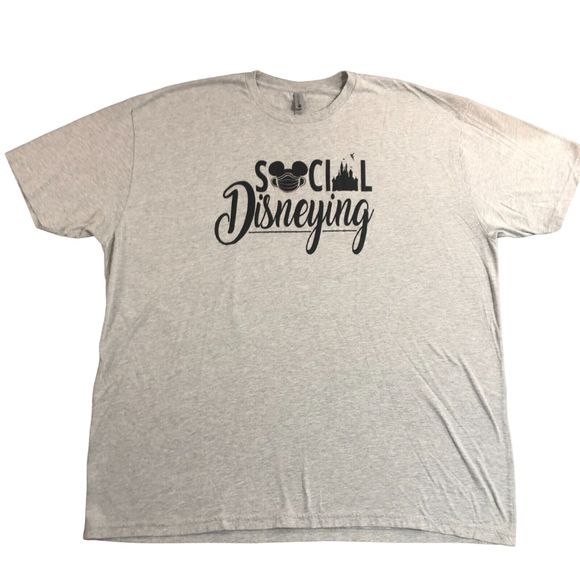Disney Shirt Mens 4XLarge Gray Social Casual Everyday‎ Classic Short Sleeve - Picture 1 of 7